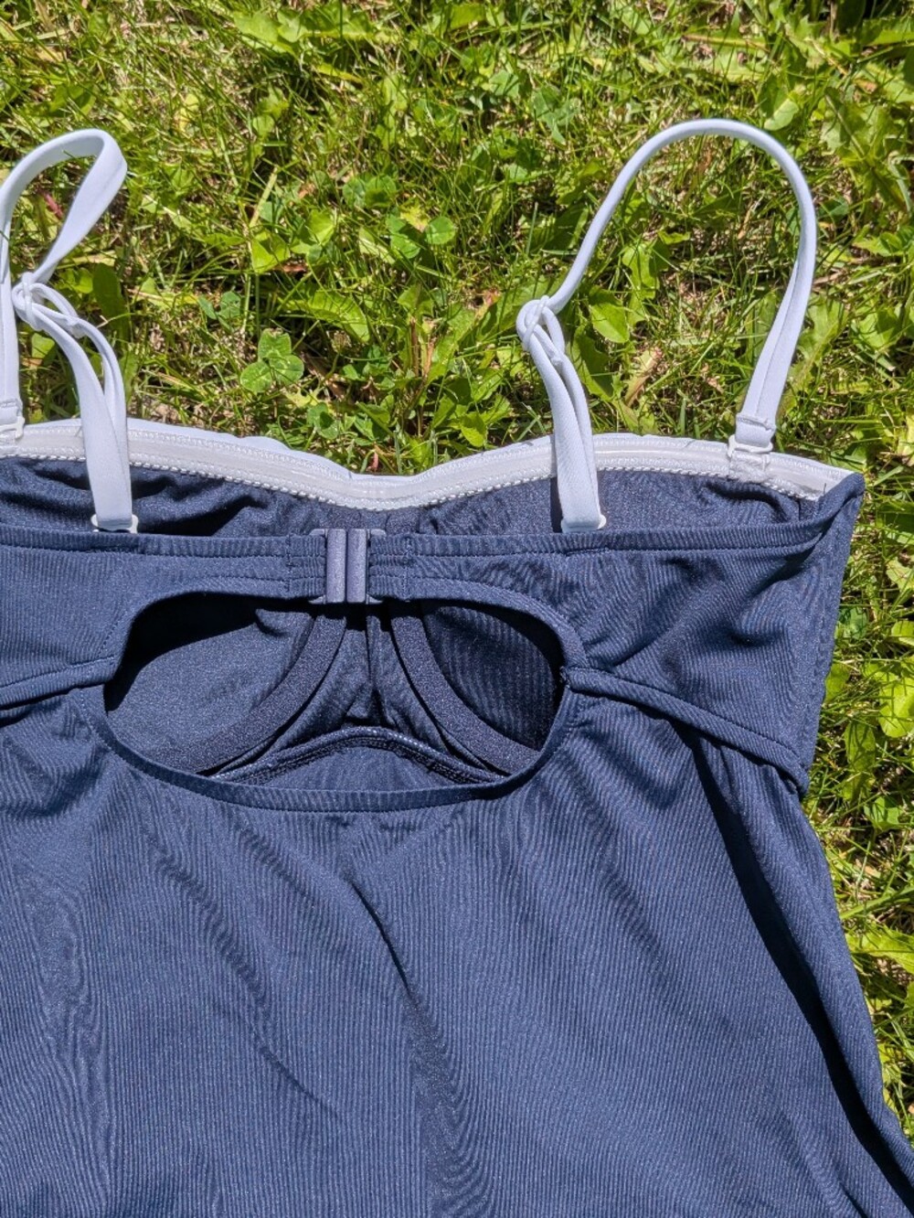 Seafolly Navy Blue Retro Tankini Swim Top with White Trim - Picture 6 of 12